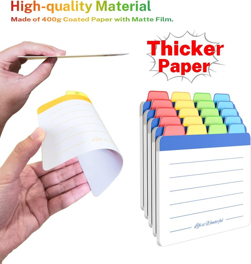 Neando Index Cards Guide Dividers 4x6 inches, The Blank Index Cards Guide, 1/4 Cut Tabbed Note Cards, File and Recipe Guides, 400gsm Paper, Assorted Colors, 40 Counts - Image 2